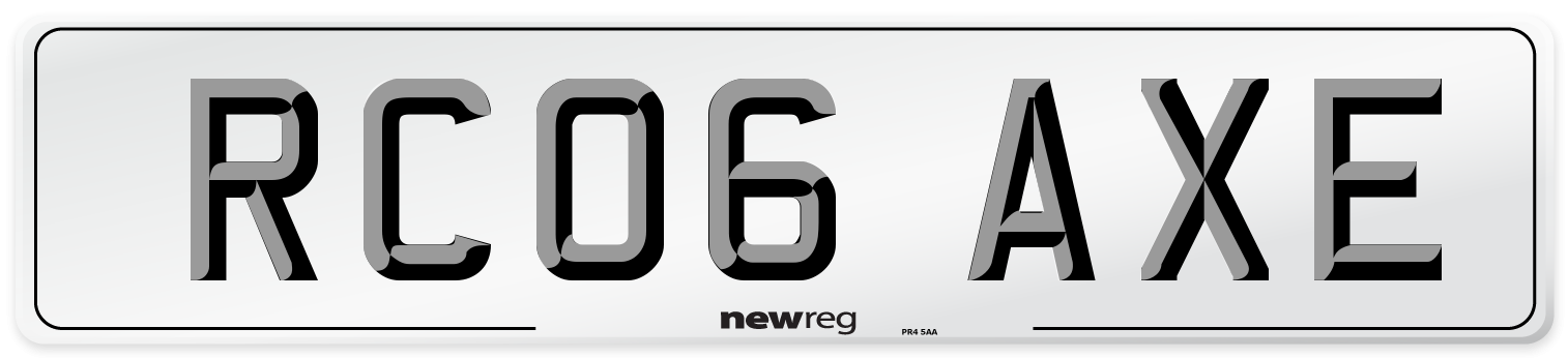 RC06 AXE Number Plate from New Reg